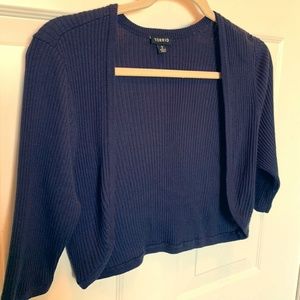 Torrid Plus Size Knit Shrug in Navy
